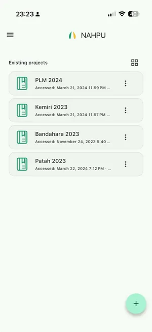 NAHPU project list on iPhone