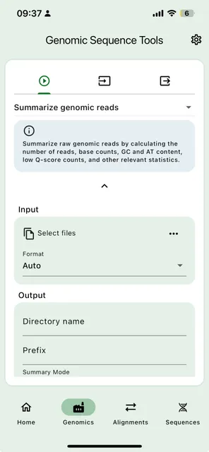 SEGUI genomic sequence tools on iPhone